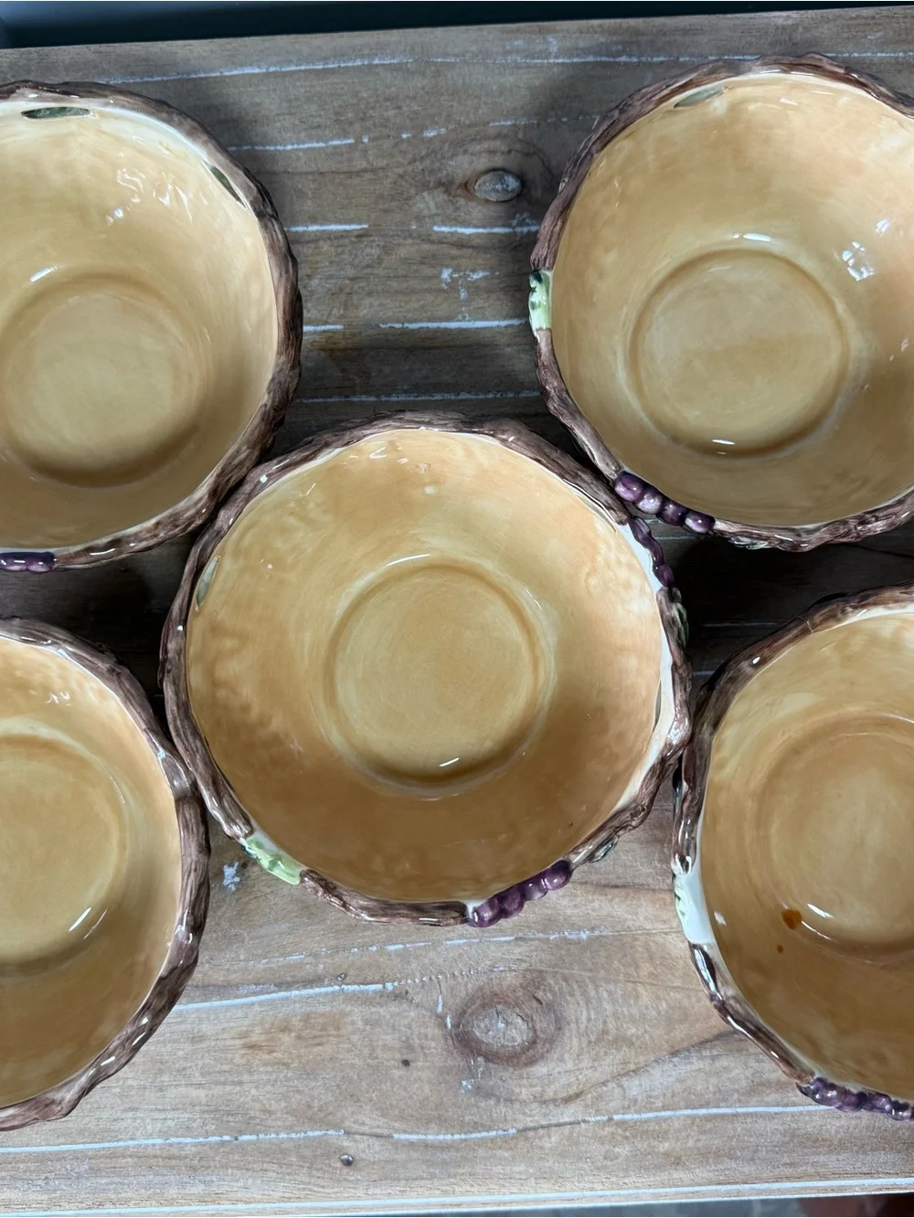 Pacific Rim Grape Bowls Set of 5 Discontinued Hand Painted